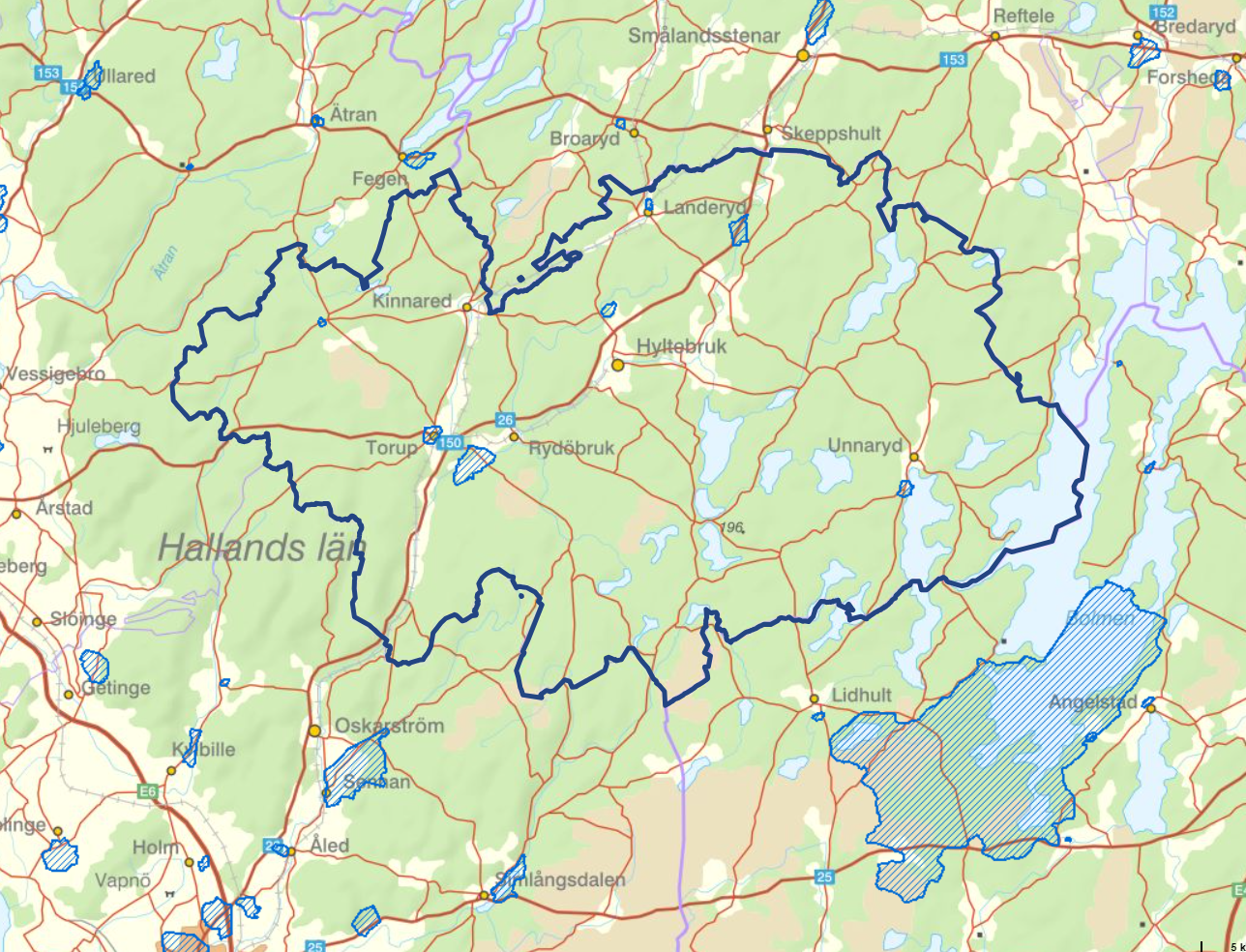 Karta över vattenskyddsområden Hylte kommun